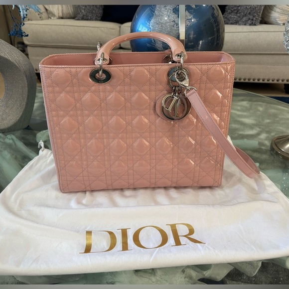 Authentic Christian Dior Lady Dior Large Top Handle Bag
in Pink Retails at$6500 - Picture 3 of 15